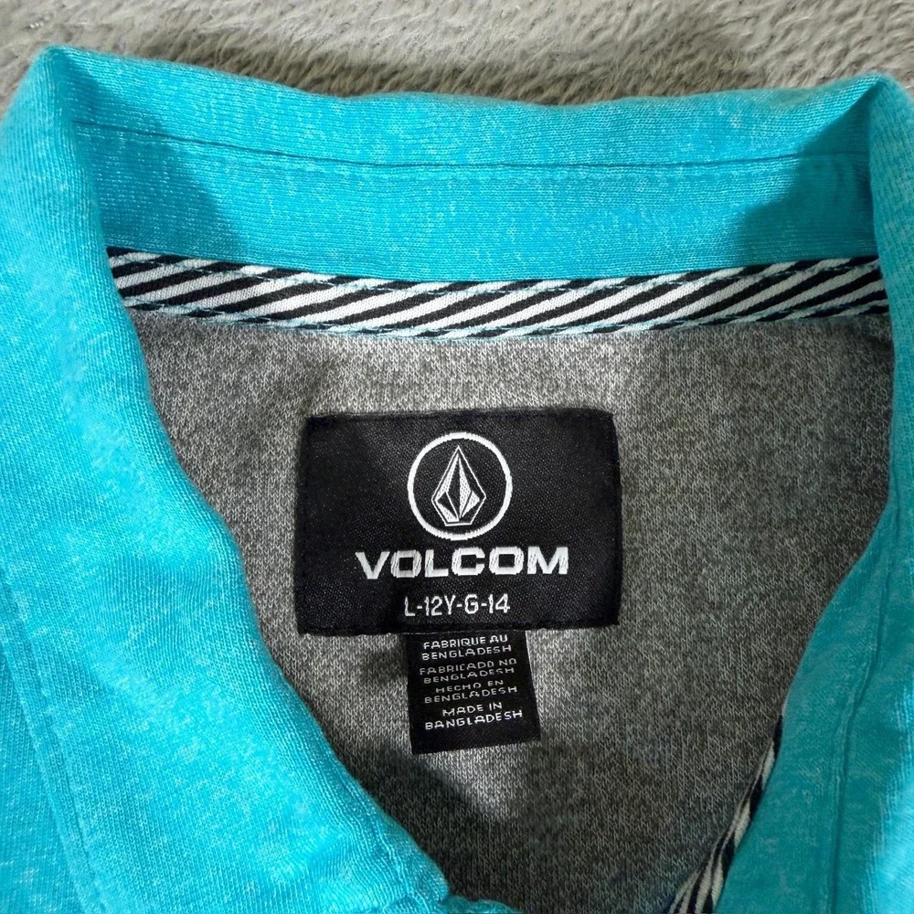 Volcom Wowzer Polo Shirt Youth Large 12-14 Blue‎ Short Sleeve Casual Surf NWT